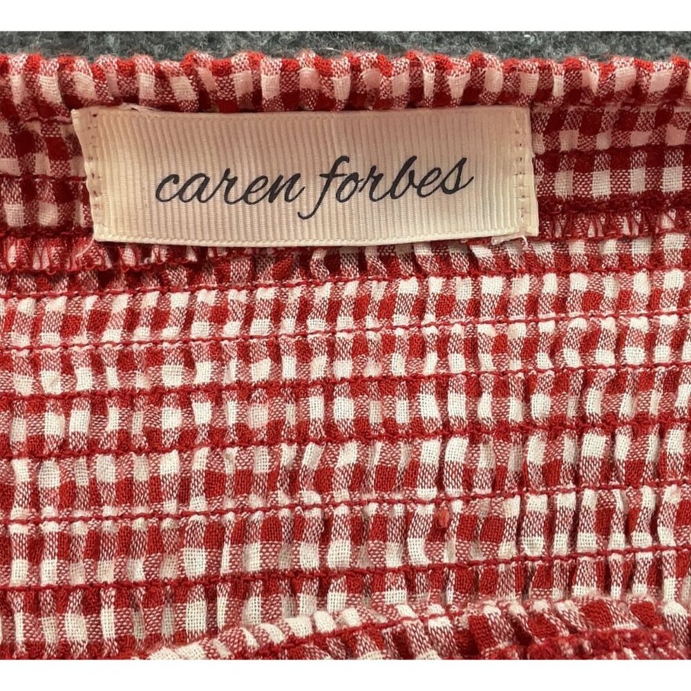 Caren Forbes Red & White Smocked Gingham Ruffle Hem Skirt | Cottagecore Peasant - Picture 6 of 9